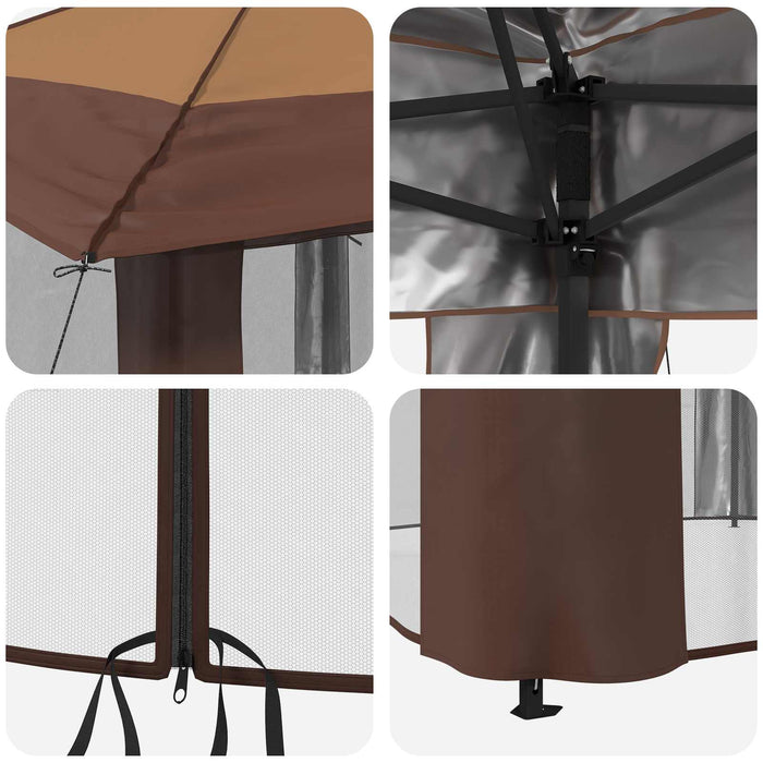 Gazebo cu 4 pereți laterali 4 x 4 m Bej și Maro - WALTI WALTI