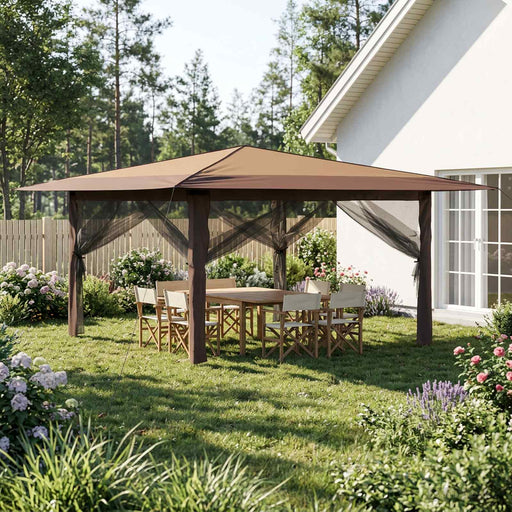 Gazebo cu 4 pereți laterali 4 x 4 m Bej și Maro - WALTI WALTI