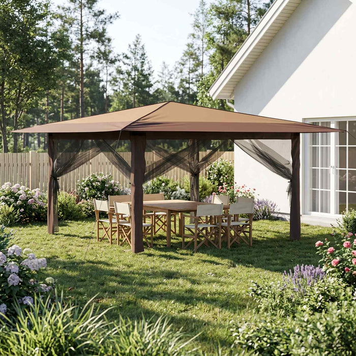 Gazebo cu 4 pereți laterali 4 x 4 m Bej și Maro - WALTI WALTI