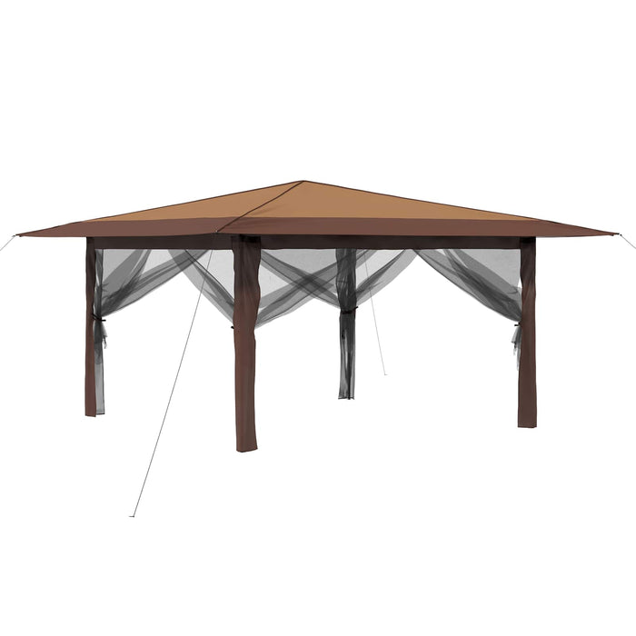 Gazebo cu 4 pereți laterali 4 x 4 m Bej și Maro - WALTI WALTI
