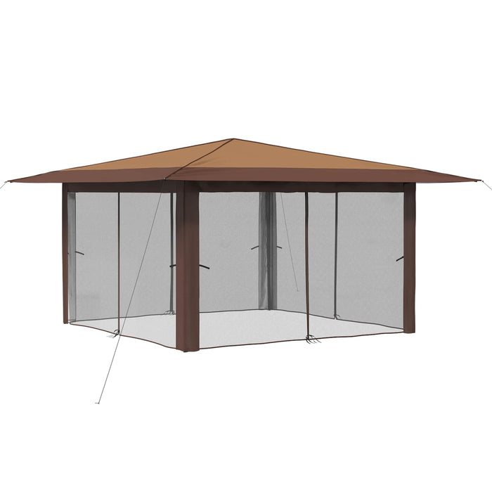 Gazebo cu 4 pereți laterali 4 x 4 m Bej și Maro - WALTI WALTI