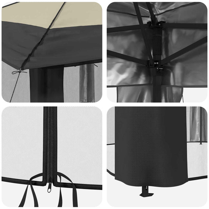 Gazebo cu 4 pereți laterali 4 x 4 m Crem și Antracit - WALTI WALTI