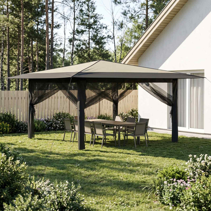 Gazebo cu 4 pereți laterali 4 x 4 m Crem și Antracit - WALTI WALTI