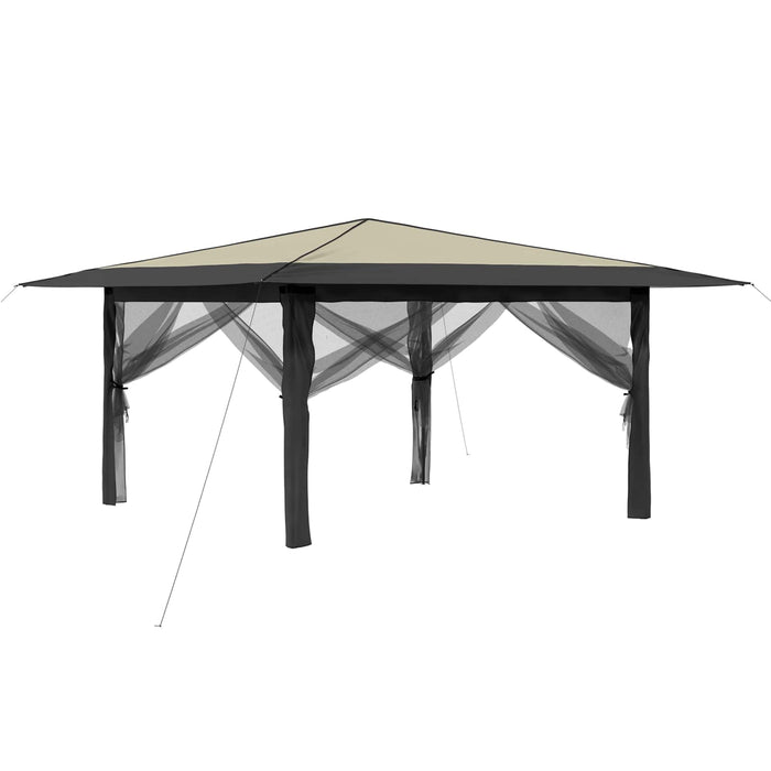 Gazebo cu 4 pereți laterali 4 x 4 m Crem și Antracit - WALTI WALTI