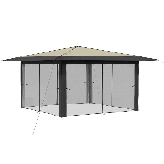 Gazebo cu 4 pereți laterali 4 x 4 m Crem și Antracit - WALTI WALTI