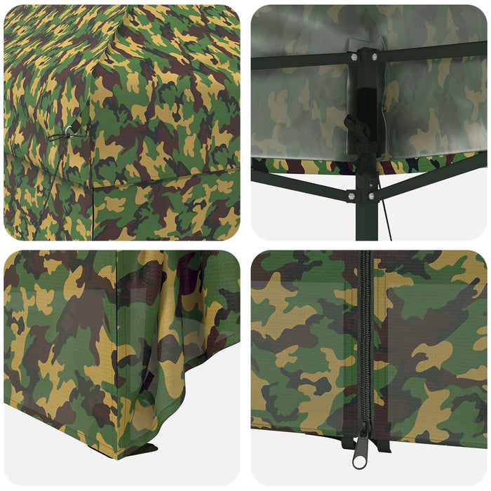 Cort cu canopy și 4 pereți laterali 2,9 x 2,9 m Camuflaj armată WALTI