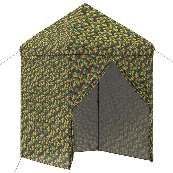 Cort cu canopy și 4 pereți laterali 2,9 x 2,9 m Camuflaj armată WALTI