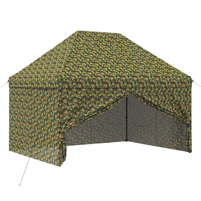Cort cu canopy și 4 pereți laterali 3 x 4 m Camuflaj armată WALTI