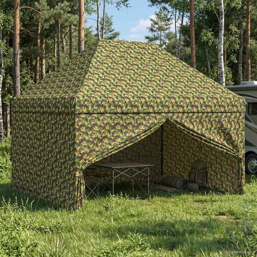 Cort cu canopy și 4 pereți laterali 2,9 x 4,3 m Camuflaj armată - WALTI WALTI