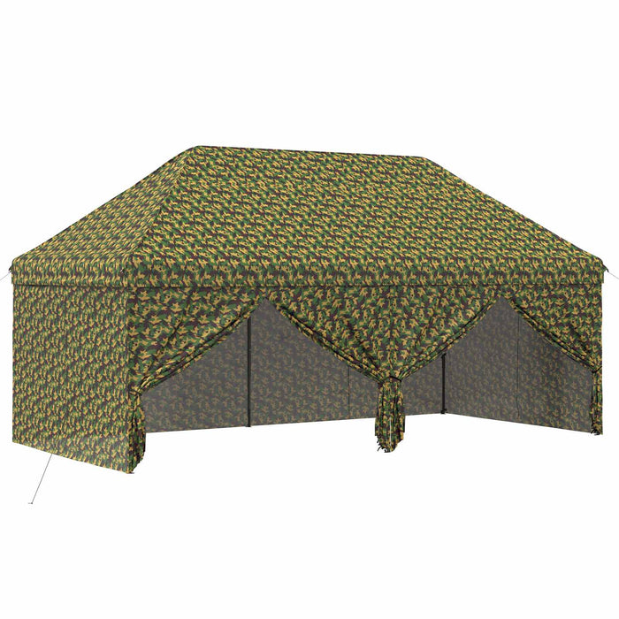 Cort cu canopy și 4 pereți laterali 2,9 x 5,8 m Camuflaj armată WALTI