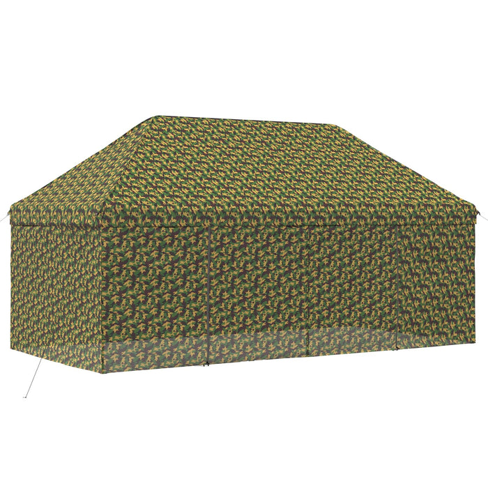 Cort cu canopy și 4 pereți laterali 2,9 x 5,8 m Camuflaj armată WALTI