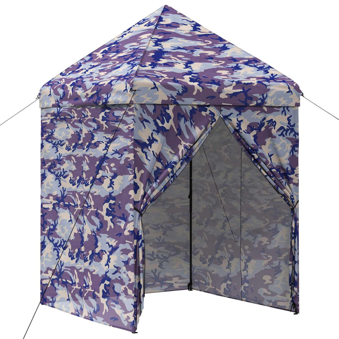 Gară pop-up cu 4 perete laterale 2,9 x 2,9 m Camuflaj albastru WALTI
