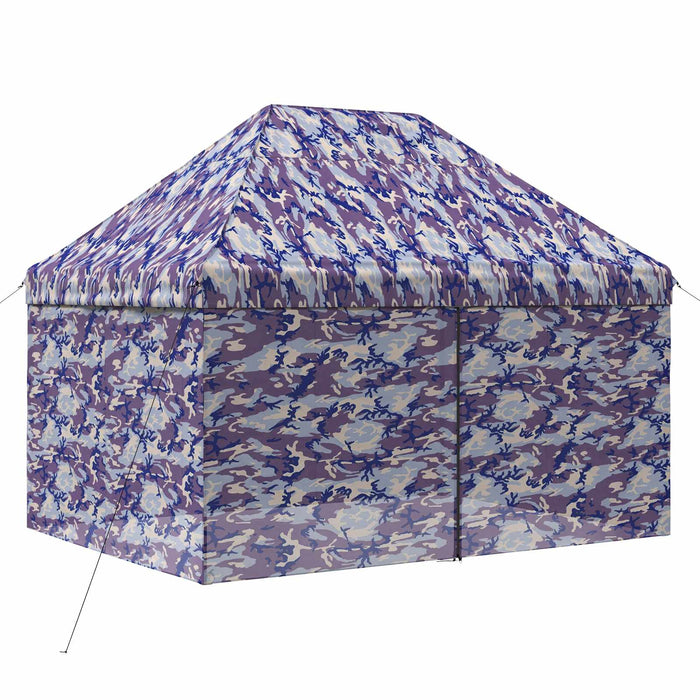Gară pop-up cu 4 perete laterale 2,95 x 4,1 m Camuflaj albastru WALTI