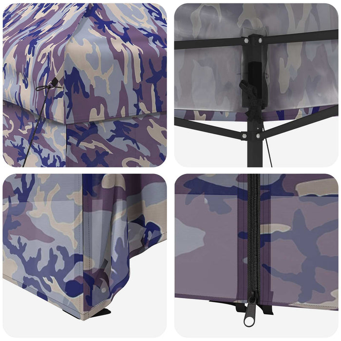 Gară pop-up cu 4 perete laterale 2,9 x 4,3 m Camuflaj albastru WALTI