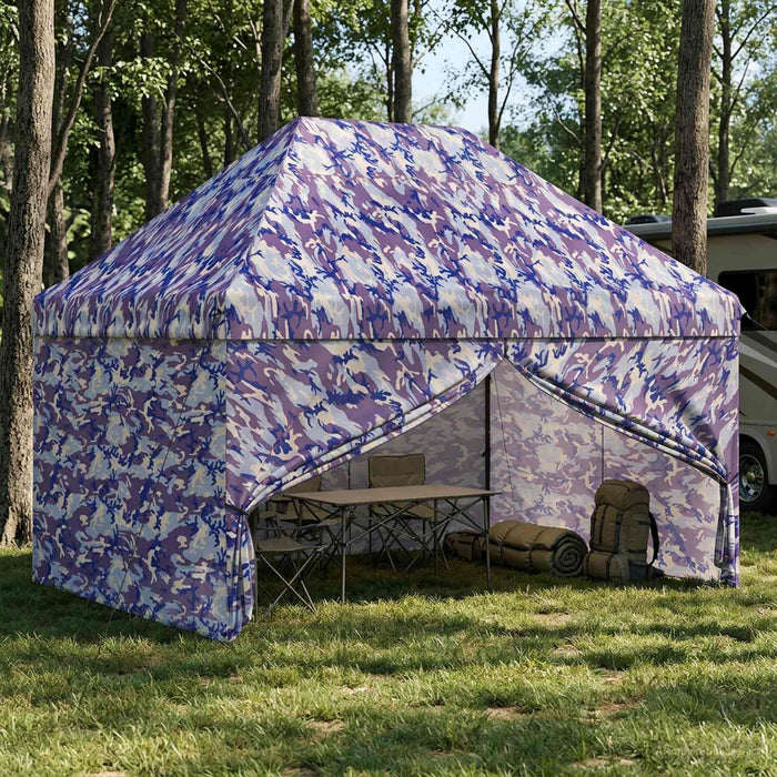 Gară pop-up cu 4 perete laterale 2,9 x 4,3 m Camuflaj albastru WALTI