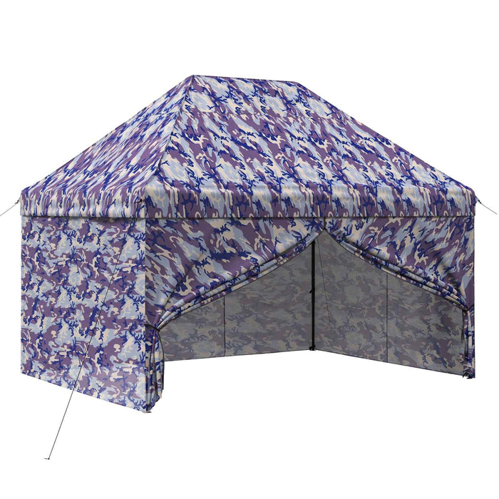 Gară pop-up cu 4 perete laterale 2,9 x 4,3 m Camuflaj albastru WALTI
