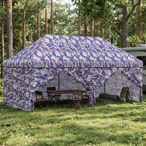 Gară pop-up cu 4 perete laterale 3 x 6 m Camuflaj albastru - WALTI WALTI