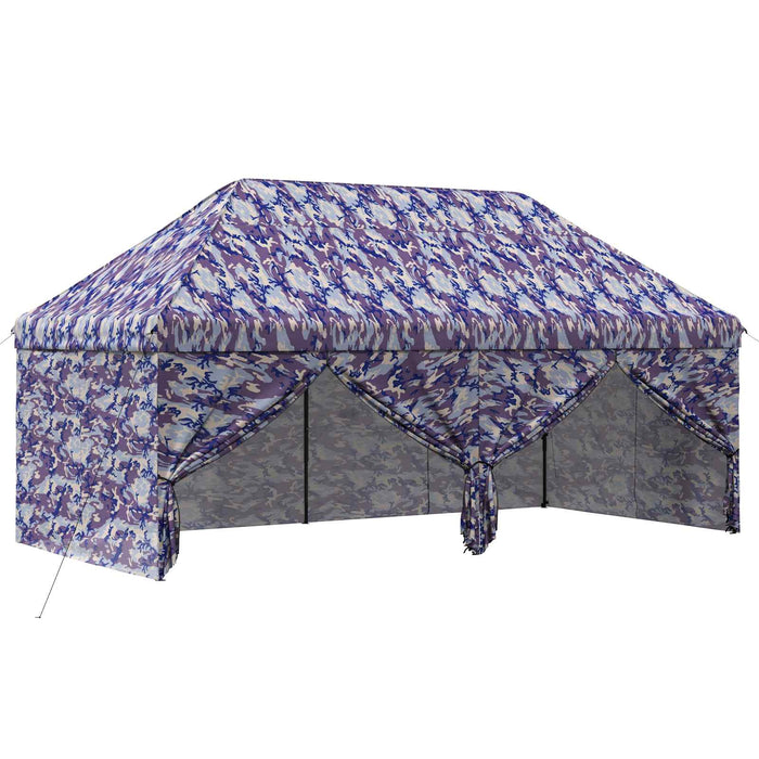 Gară pop-up cu 4 perete laterale 3 x 6 m Camuflaj albastru WALTI