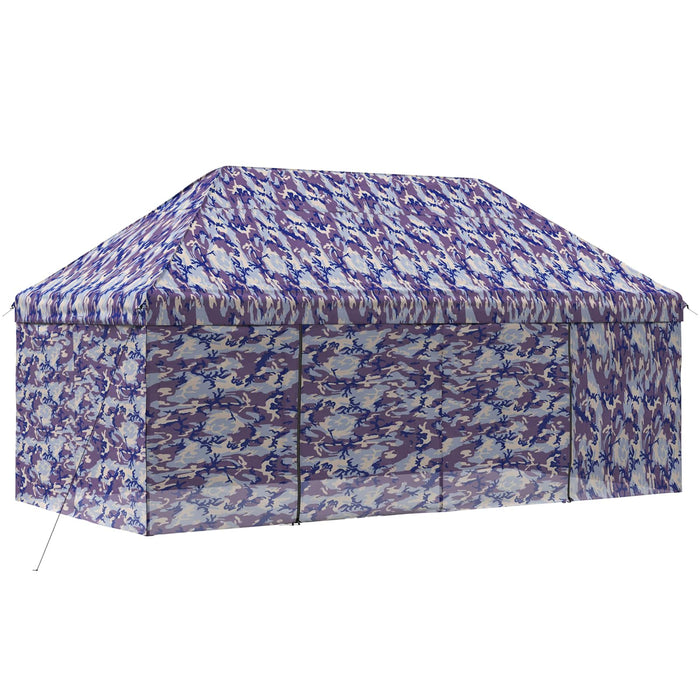 Gară pop-up cu 4 perete laterale 3 x 6 m Camuflaj albastru WALTI