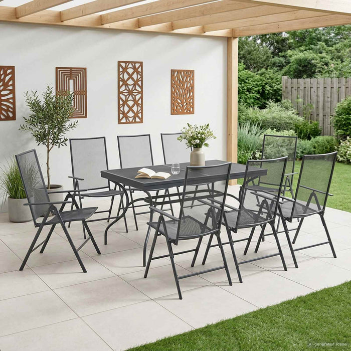 Set de masă pentru grădină 9 pcs Antracit 212 x 90 x 76 cm - WALTI WALTI