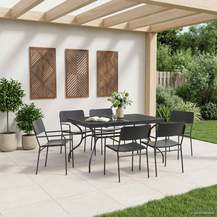 Set de masă pentru grădină 7 pcs Antracit Oțel - WALTI WALTI