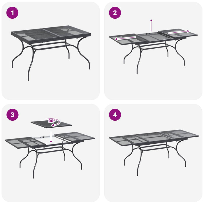 Set de masă pentru grădină 7 pcs Antracit Oțel - WALTI WALTI