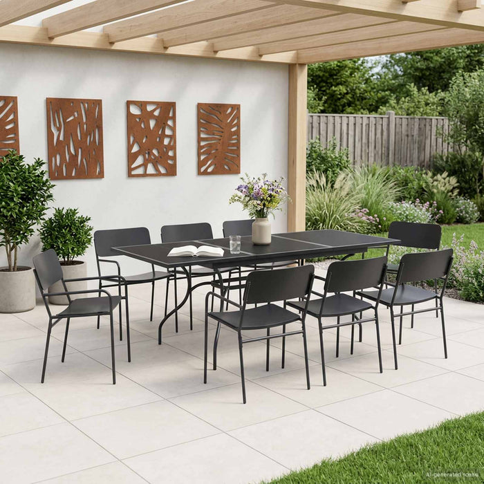 Set de masă pentru grădină 9 pcs Antracit Oțel - WALTI WALTI