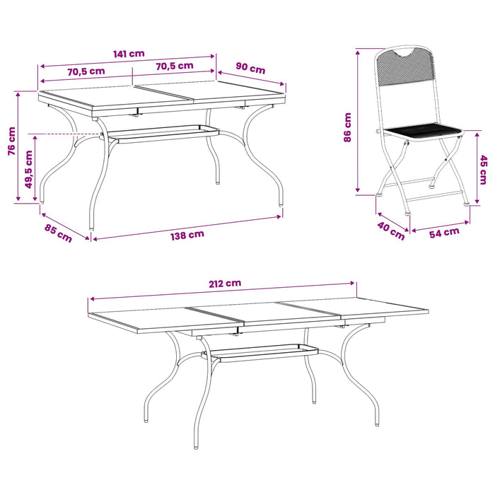 Set de masă pentru grădină 7 pcs Antracit 212 x 90 x 76 cm - WALTI WALTI
