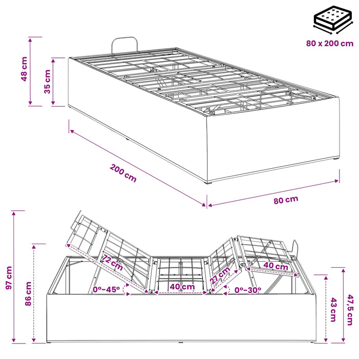 Cadru Electric Ajustabil pentru Pat Roz 200 x 80 x 33,5 cm Oțel WALTI