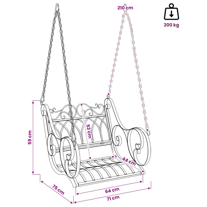 Bancă swinging Oțel 71 x 75 x 59 cm Alb Antic - WALTI WALTI