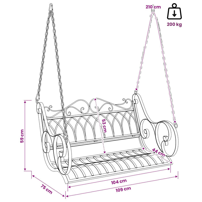 Bancă swinging Oțel 109 x 75 x 59 cm Alb Antic - WALTI WALTI