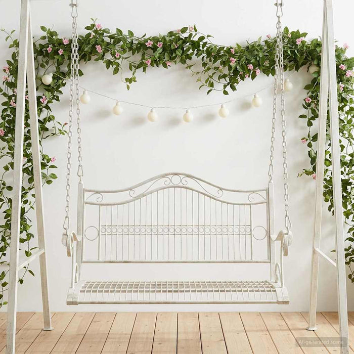 Bancă swinging Oțel 115 x 61 x 63 cm Alb Antic - WALTI WALTI