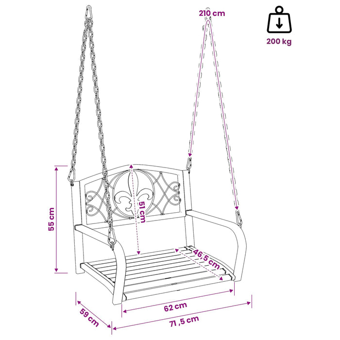 Bancă swinging Oțel 71,5 x 59 x 55 cm Alb Antic - WALTI WALTI