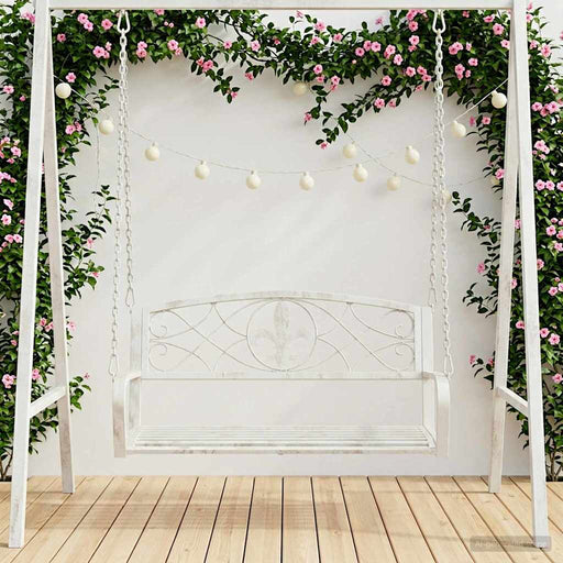 Bancă swinging Oțel 110,5 x 59 x 55 cm Alb Antic - WALTI WALTI