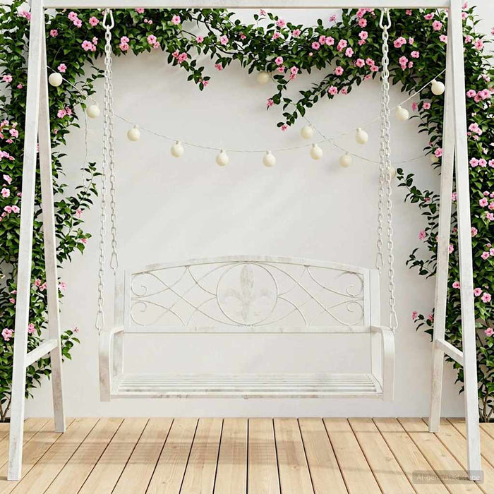 Bancă swinging Oțel 110,5 x 59 x 55 cm Alb Antic - WALTI WALTI