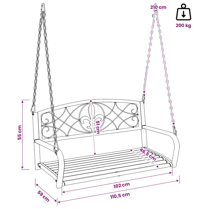 Bancă swinging Oțel 110,5 x 59 x 55 cm Alb Antic - WALTI WALTI