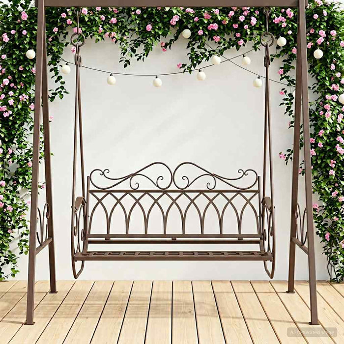 Bancă swinging Oțel 112 x 60 x 126,5 cm Maro Antic - WALTI WALTI