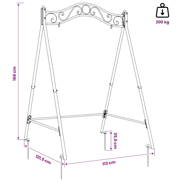 Cadru de Că swings Maro Antic 113 x 121,5 x 168 cm Oțel - WALTI WALTI