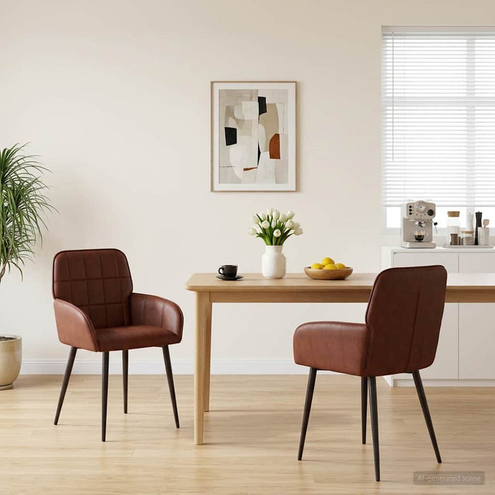 Scaune de dining 2 pcs Piele artificială Maro Lucios WALTI