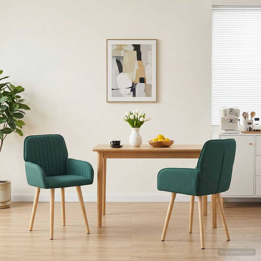 Scaune de dining 2 pcs Țesătură Verde închis - WALTI WALTI