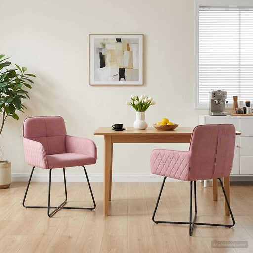Scaune de dining 2 pcs Catifea Roz 59 x 56,5 x 86 cm - WALTI WALTI