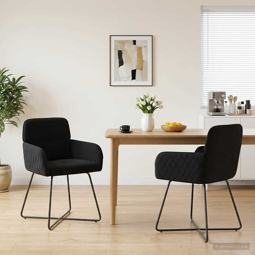 Scaune de dining 2 pcs Catifea Negru 59 x 56,5 x 86 cm - WALTI WALTI