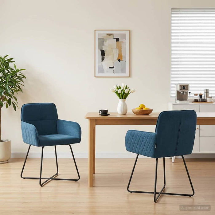 Scaune de dining 2 pcs Catifea albastru 59 x 56,5 x 86 cm WALTI