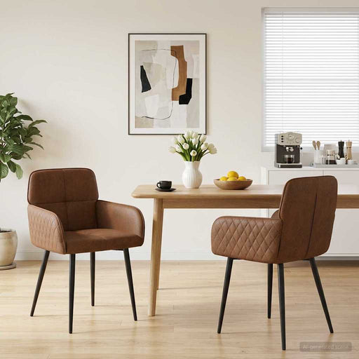 Scaune de dining 2 pcs Piele Suedată Sintetică Maro - WALTI WALTI