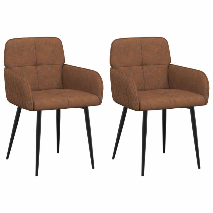 Scaune de dining 2 pcs Piele Suedată Sintetică Maro WALTI
