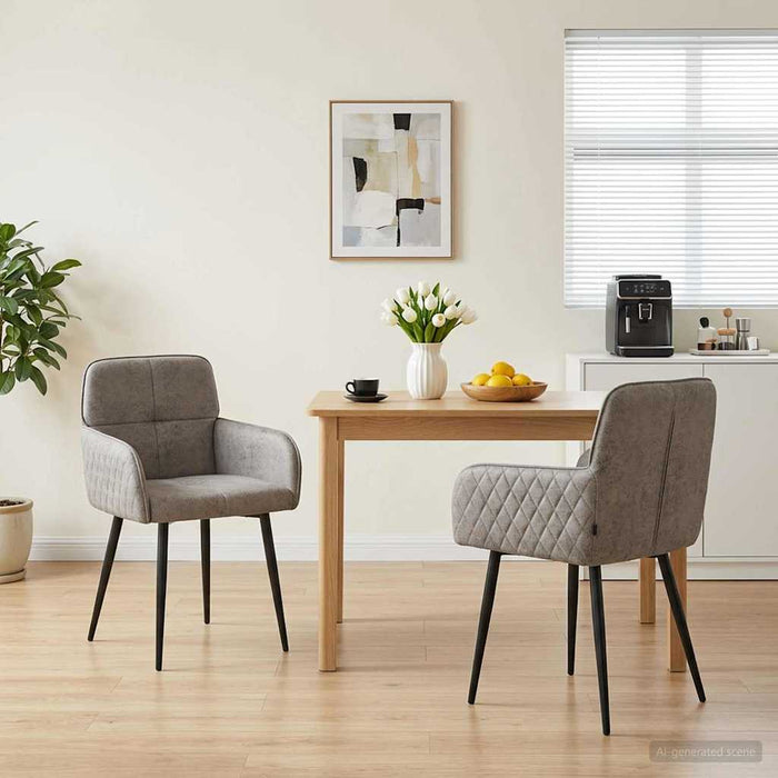 Scaune de dining 2 pcs Piele Suedată Sintetică Gri deschis WALTI