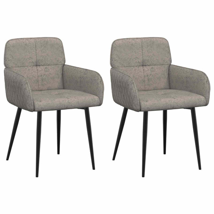 Scaune de dining 2 pcs Piele Suedată Sintetică Gri deschis WALTI