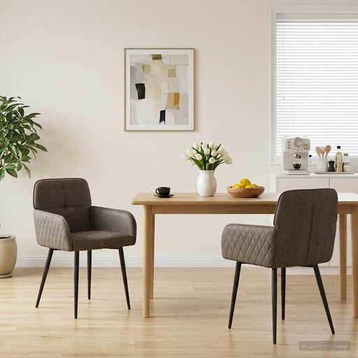 Scaune de dining 2 pcs Piele Suedată Sintetică Gri închis - WALTI WALTI