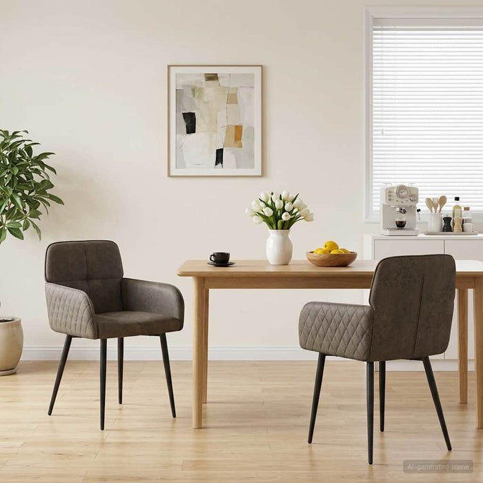 Scaune de dining 2 pcs Piele Suedată Sintetică Gri închis WALTI