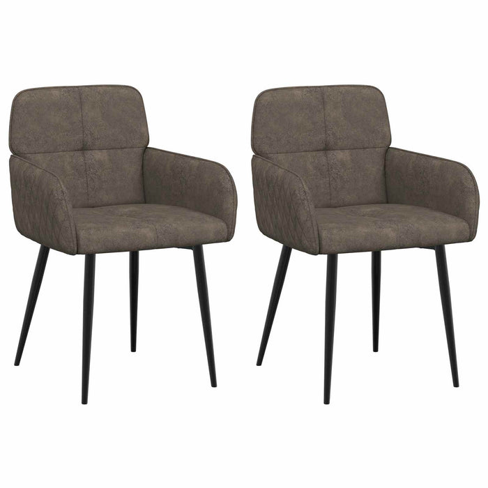 Scaune de dining 2 pcs Piele Suedată Sintetică Gri închis WALTI